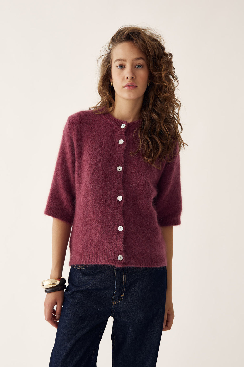 Kae SS Knit Cardigan Chocolate