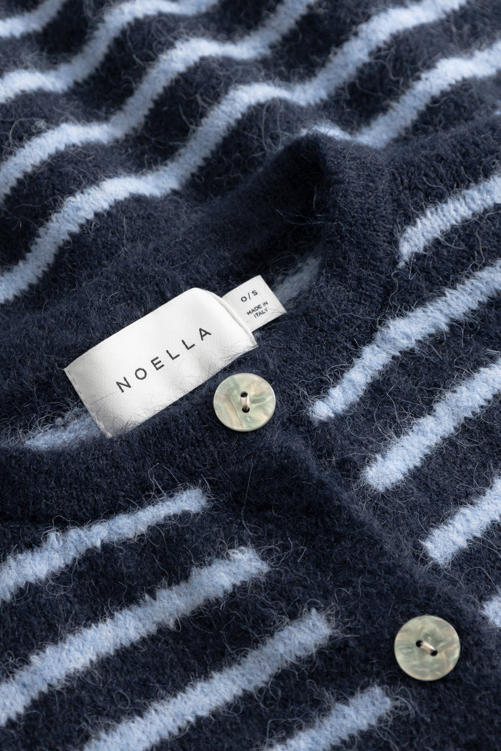 N-Mertice Knit Cardigan Blue Stripe
