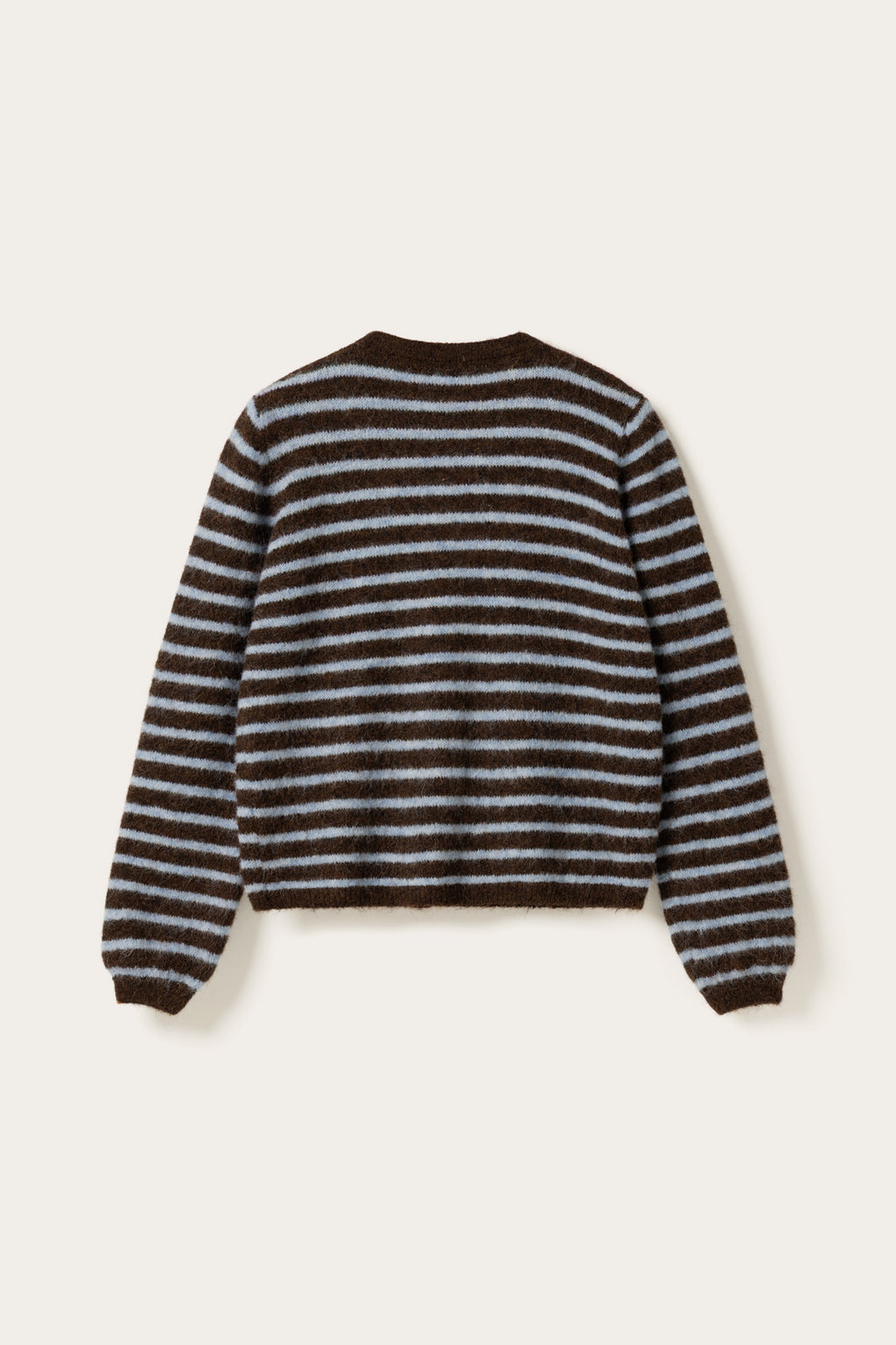 N-Mertice Knit Cardigan Brown Blue Stripe