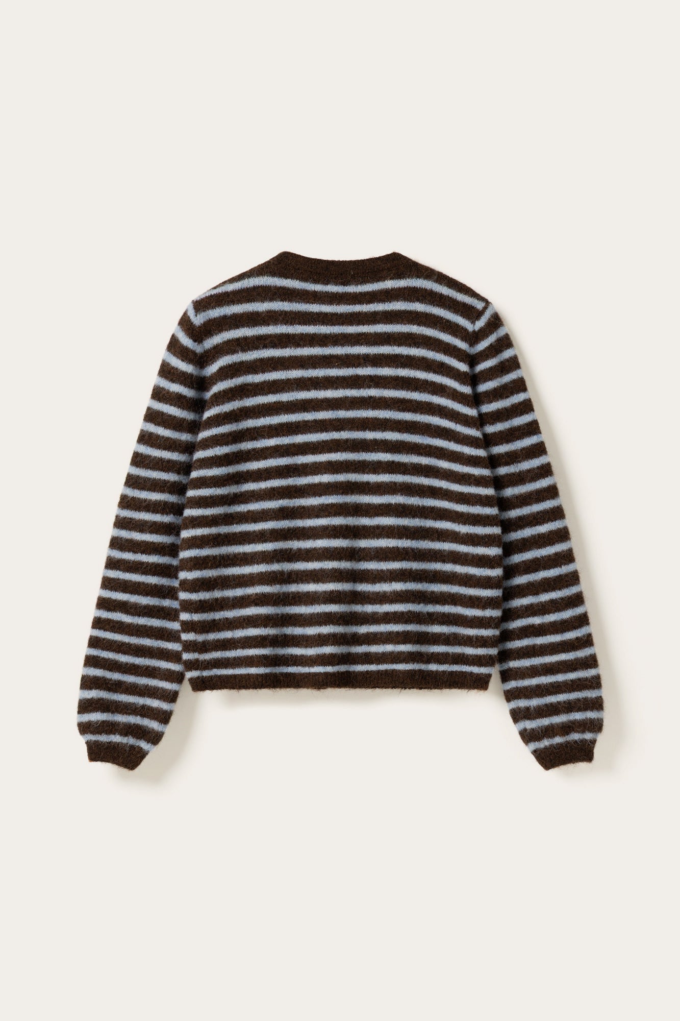 N-Mertice Knit Cardigan Brown Blue Stripe