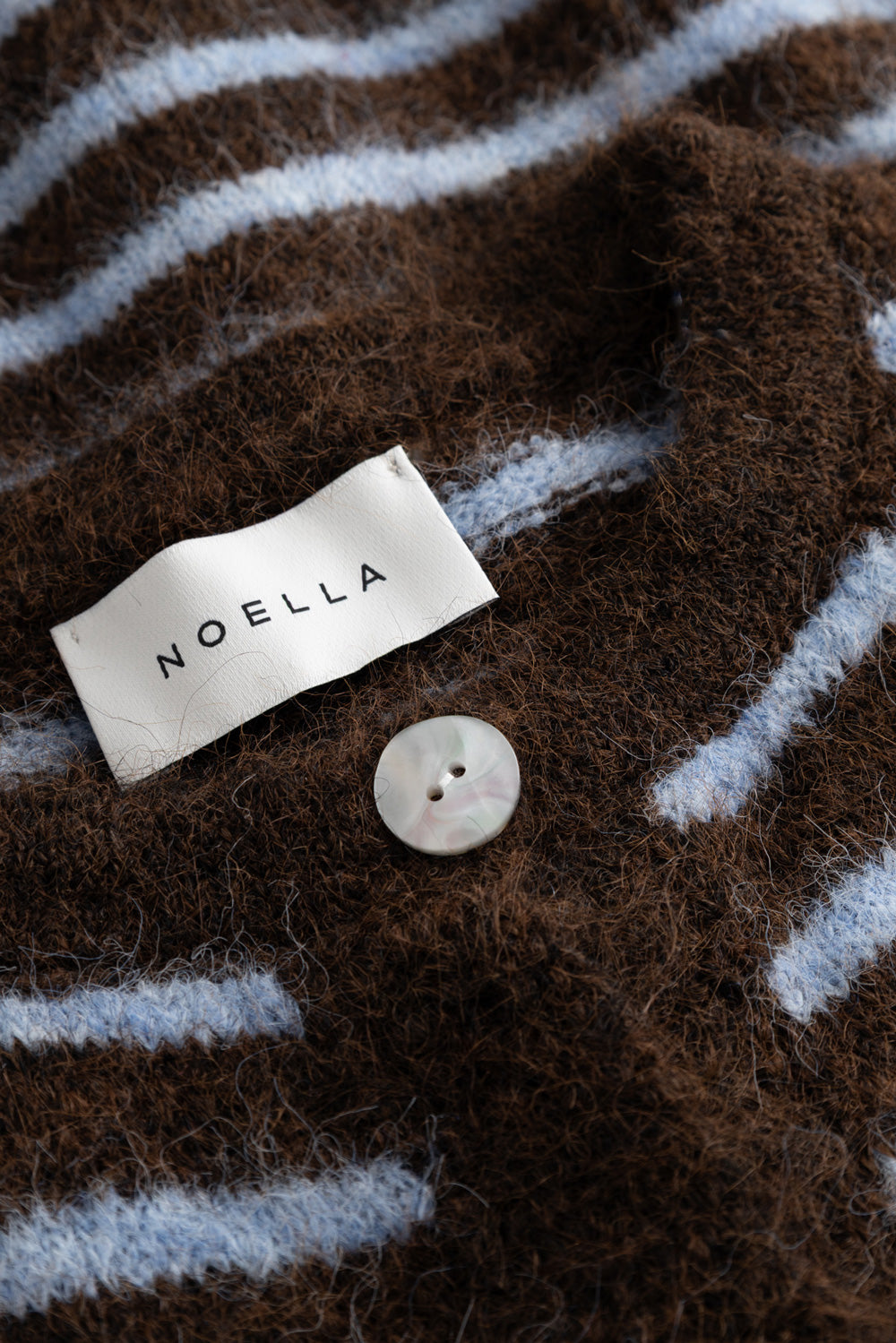 N-Mertice Knit Cardigan Brown Blue Stripe