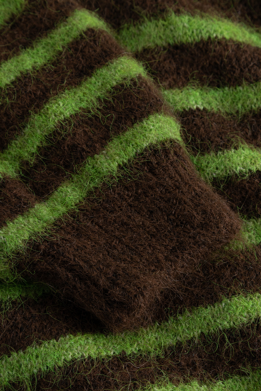 N-Mertice Knit Cardigan Brown Green Stripe
