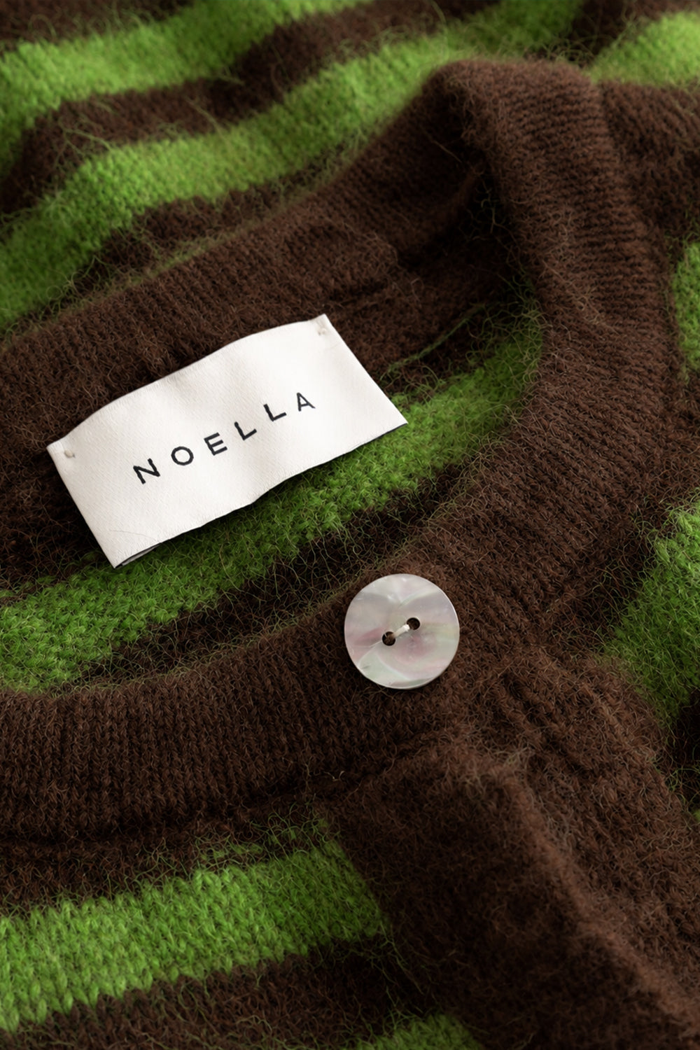 N-Mertice Knit Cardigan Brown Green Stripe