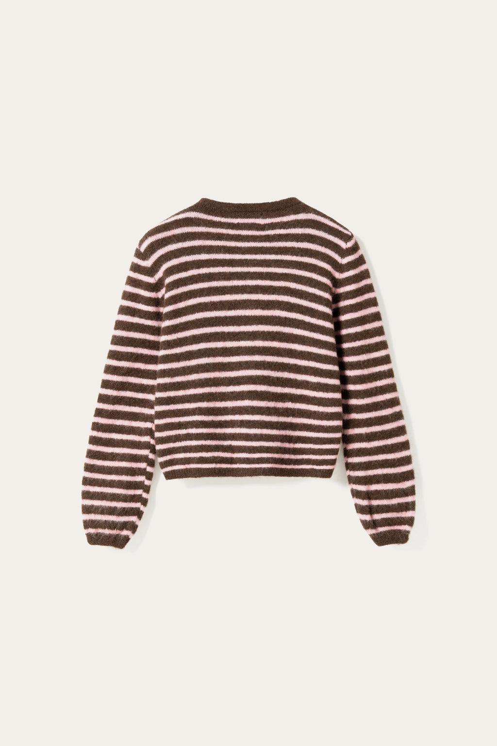 N-Mertice Knit Cardigan Brown Rose Stripe