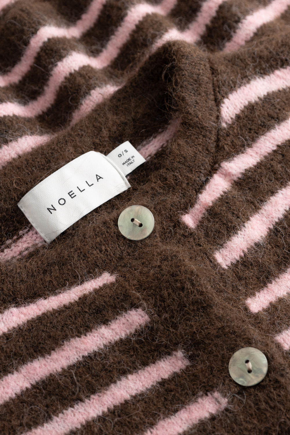 N-Mertice Knit Cardigan Brown Rose Stripe