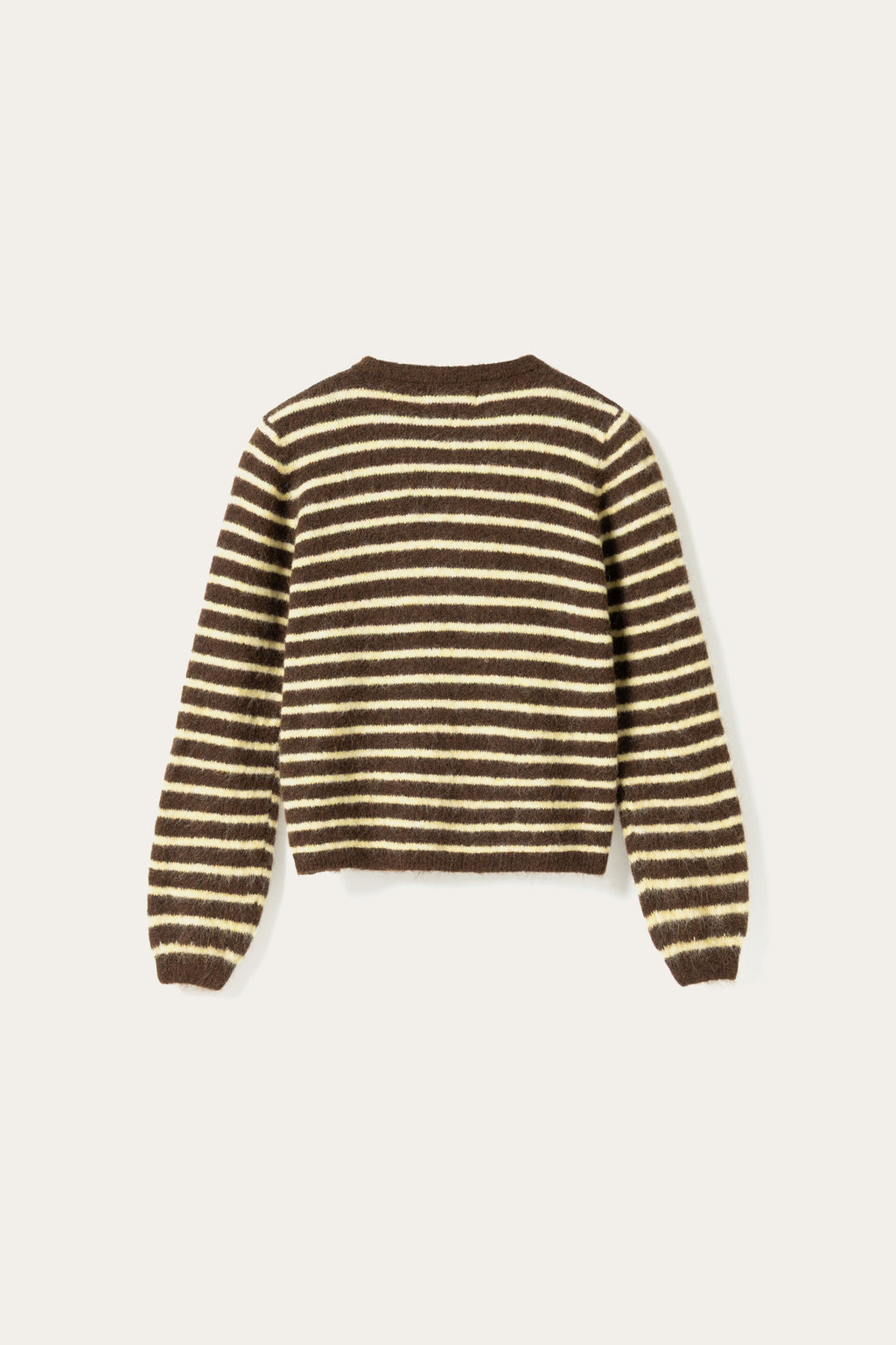 N-Mertice Knit Cardigan Brown Yellow Stripe