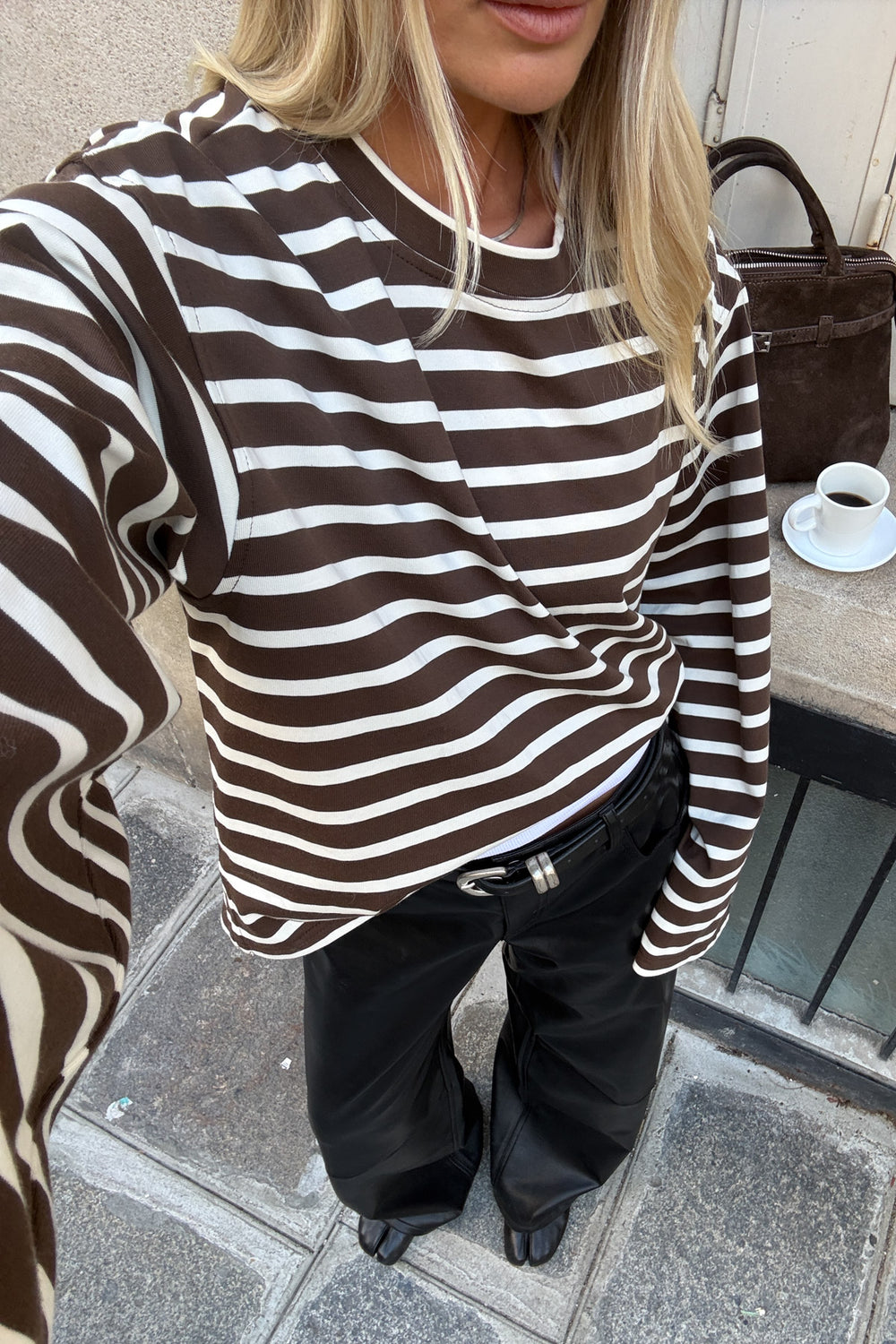 N-Maple LS T-Shirt Eton Brown Ivory Stripe