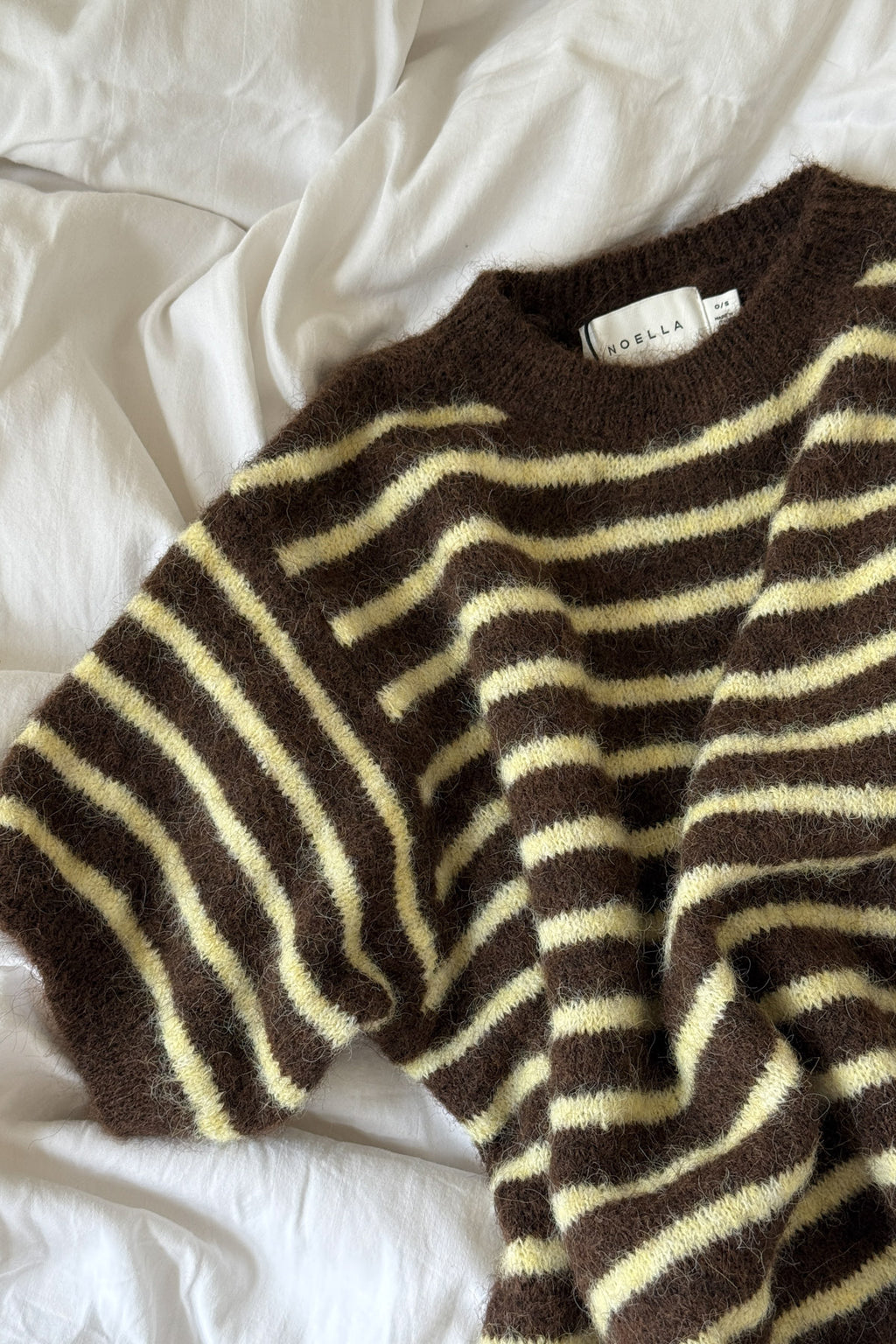 N-Monikah SS Knit Brown Yellow Stripe