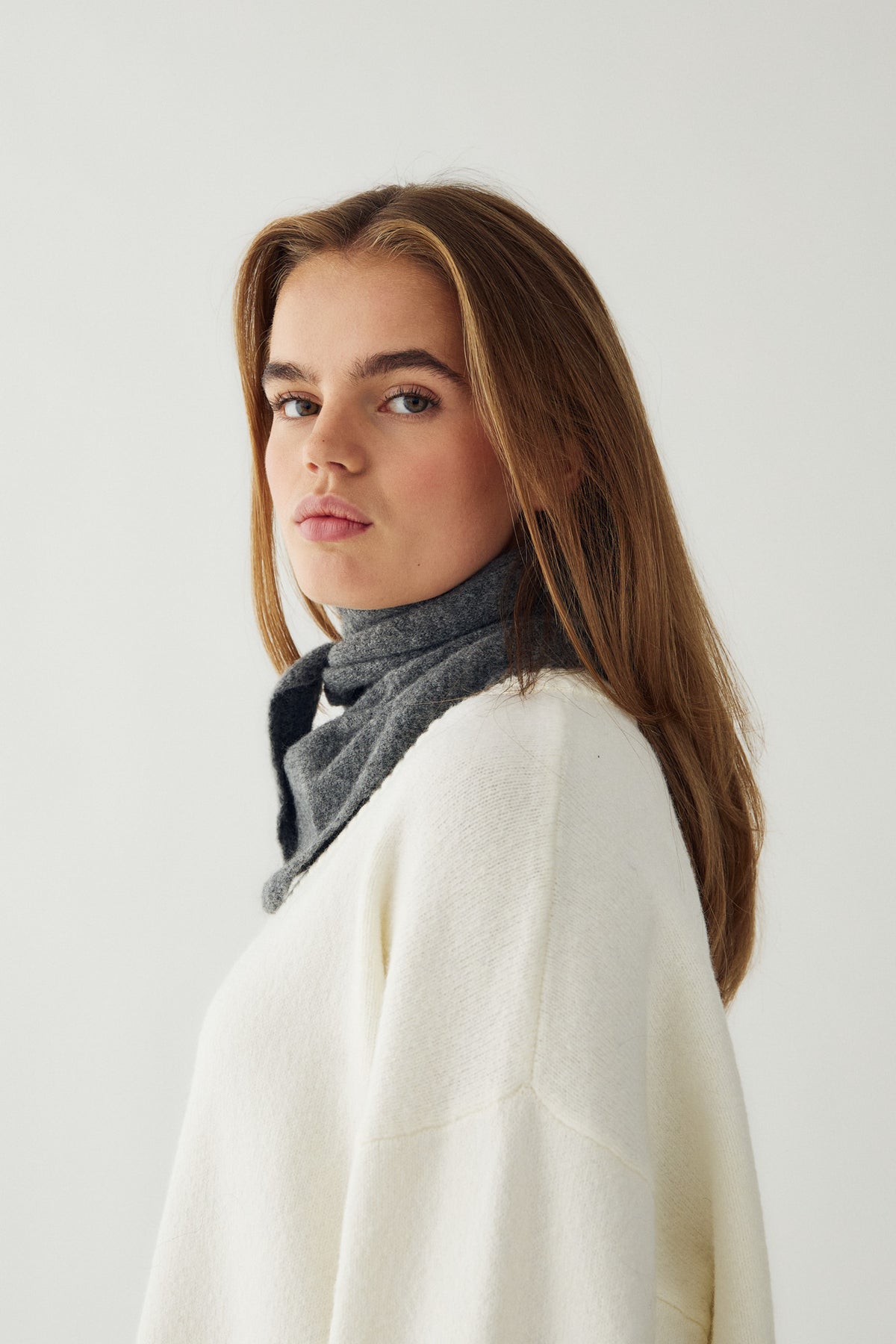 N-Loenetta Knit Scarf Dark Grey Melange