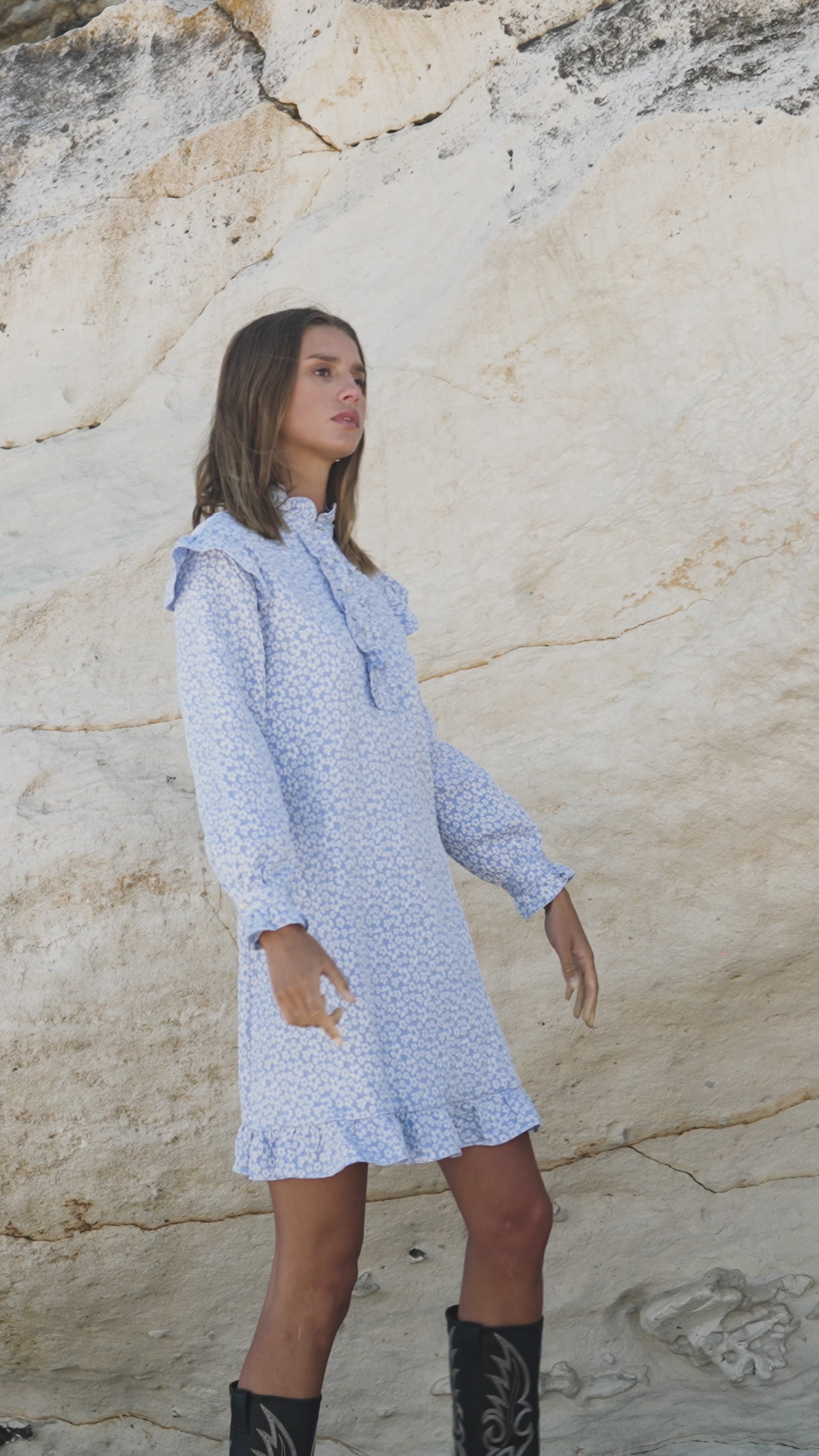 Reno Ruby Ruffle Dress Light Blue