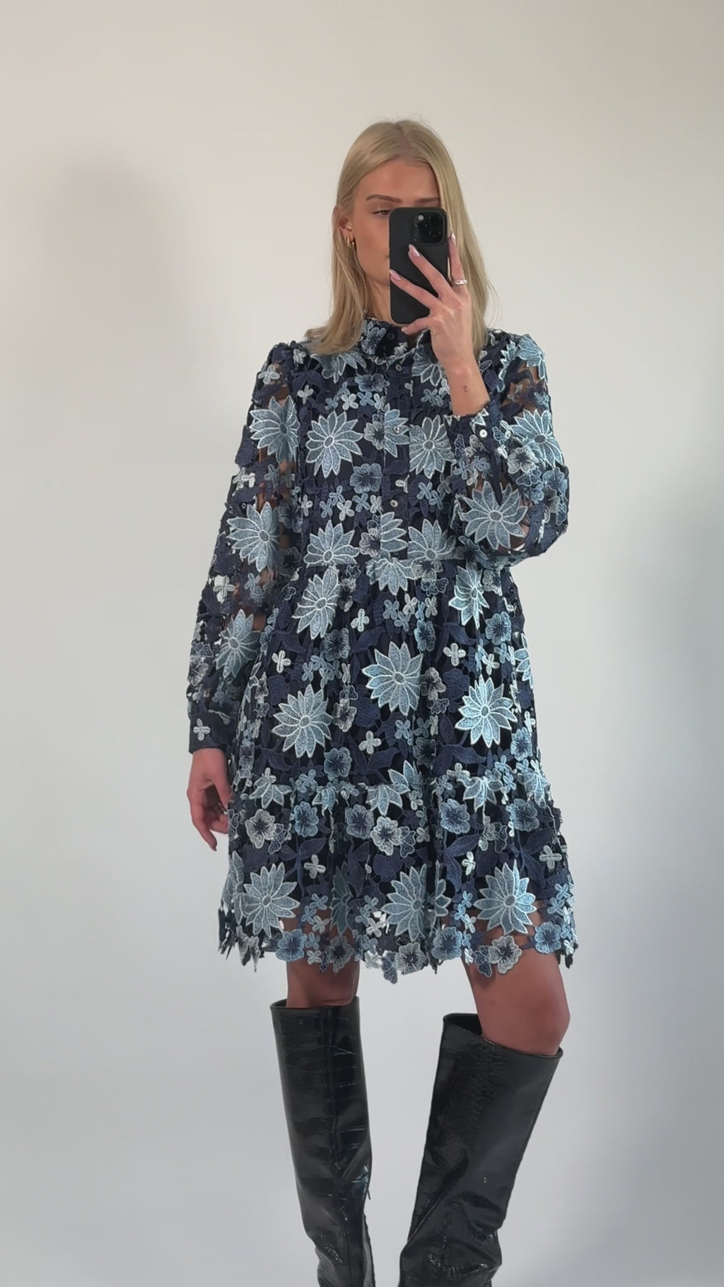 Star LS Dress Dark Blue Mix
