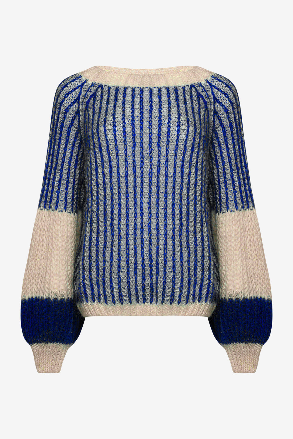 Noellas Liana Knit Sweater Cream/Cobalt Blue. Køb Striktrøjer hos www.noellafashion.dk