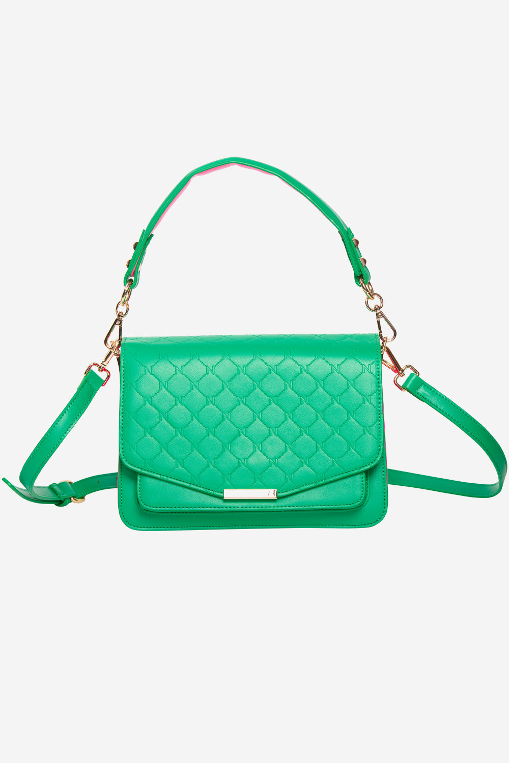 Blanca Compartment Logo Bag Green/Neon Pink – Noellafashion.dk